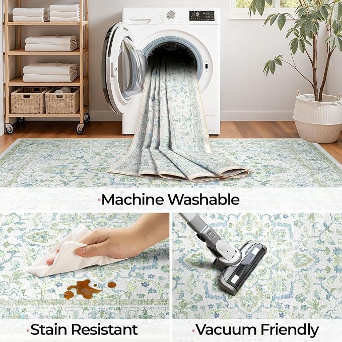 CAPALOCA Machine Washable Rugs Nursery Rug 8x10 Cute Girl Non Slip Low Pile - Image 5