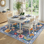 RELEANY Floral Square 6ft Area Rugs Washable Print Boho Cute Carpet Non Slip - Image 2