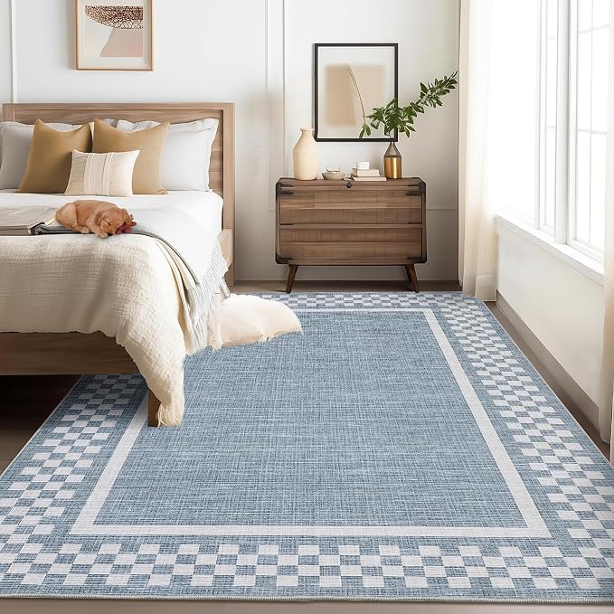 Small Bedroom Area Rug 3x5 Checkered Area Rug by GarveeHome