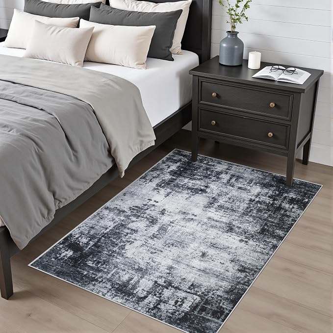 Washable Area Rug 3x5 Entryway Rug: Washable Modern Abstract Soft Thin Rug - Image 2