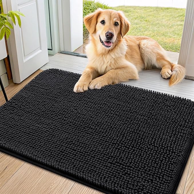 Smiry Dog Door Mat for Muddy Paws 36x24, Absorbent Dirt Trapper, Non-Slip by Smiry