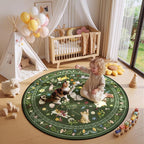 Unirea 4x4 Dark Green Cat Round Area Rugs, Washable Soft Non Slip Circle Rug by UNIREA