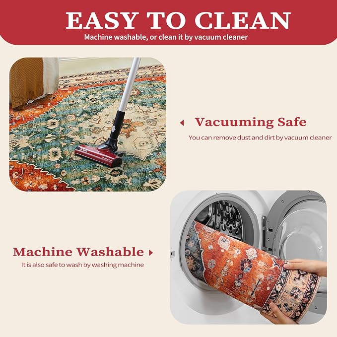 SERISSA 2x4 Boho Rugs for Entryway, Washable Non-Slip Kitchen Runner Rug - Image 3