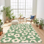 Vintage Groovy Flower Area Rug for Living Room, Washable Area Rugs 5x7 Non-Slip - Image 7