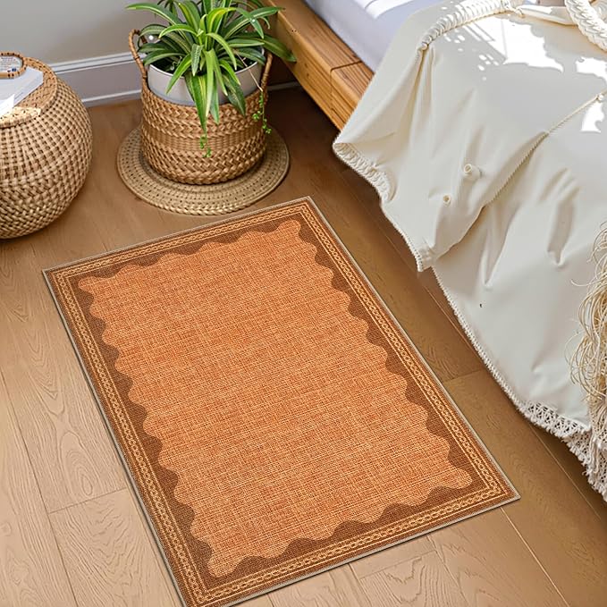 GarveeHome Scalloped Orange Door Mat Indoor Rugs - Image 2