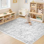 5x7 Area Rugs for Living Room: Washable Vintage Floral Rug Low Pile Non-Slip - Image 5