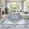 RELEANY Area Rugs Large 10'x12' Washable Non-Slip, Floral Vintage Distress by RELEANY