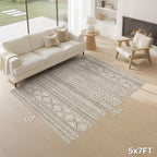 cotiled 5x7 Area Rugs Living Room Rug: Washable Boho Rugs - Image 2