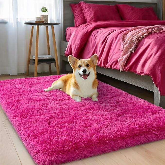 qulint 2x3 Rug for Bedroom, Cozy Fluffy Area Rugs for Living Room Soft Shag Hot by QULINT