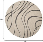 SAFAVIEH Florida Shag Collection 9' Round Cream/Grey SG471 Abstract Wave - Image 2