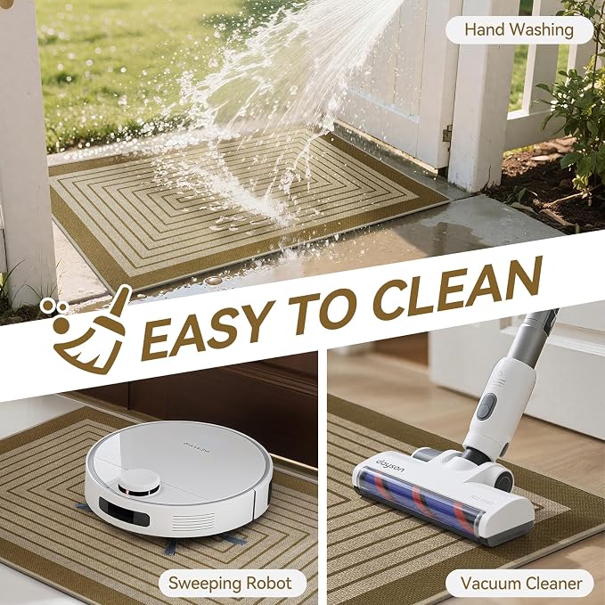 Front Door Mat 24''x35'', Absorbent Dirt Resist Washable Non Slip Low-Profile - Image 5