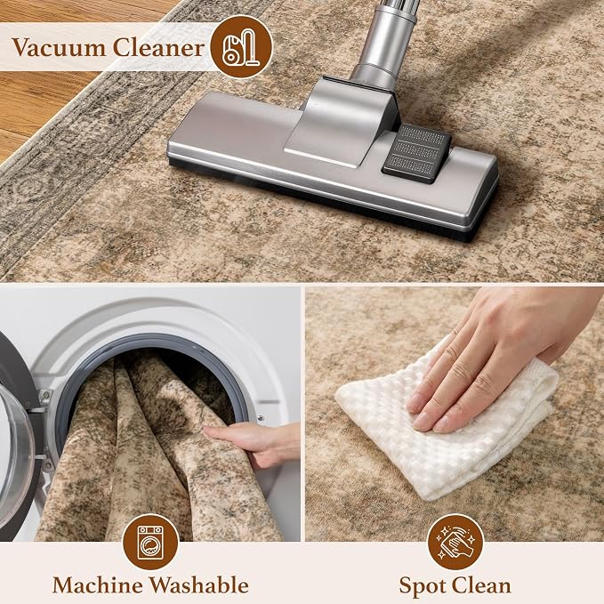 LIANLAM 6x9 Washable Area Rug, Vintage Boho Traditional Pattern, Non-Slip Stain - Image 6