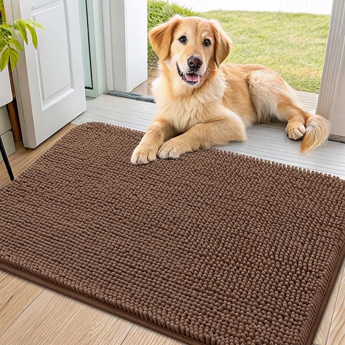 Smiry Dog Door Mat for Muddy Paws 36x24, Absorbent Dirt Trapper, Non-Slip by Smiry