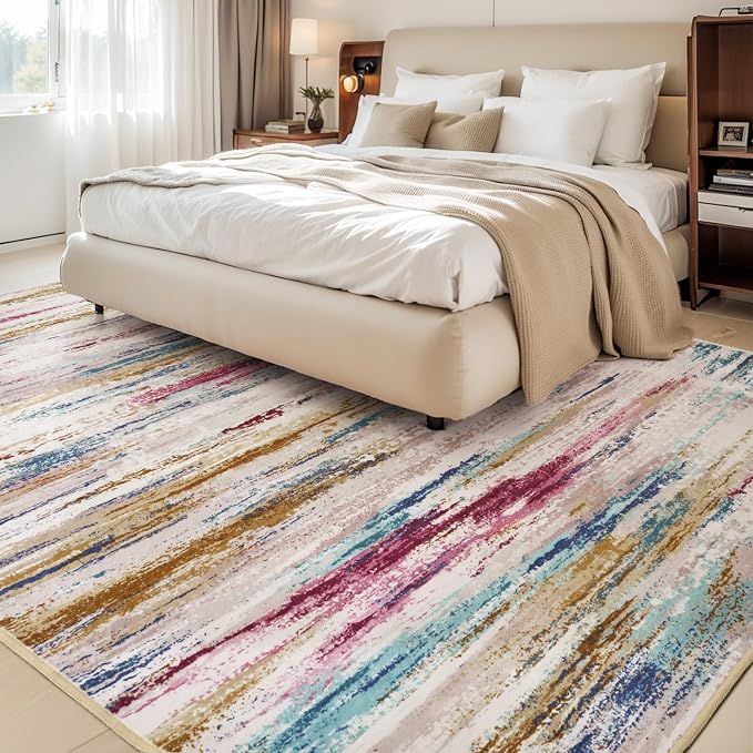 tchdio 5x7 Area Rugs for Living Room, Colorful Modern Abstract Area Rug - Image 2