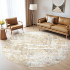 Round Rug Living Room Rugs: 6Ft Washable Circle Large Abstract Modern Soft by LOONGRUG
