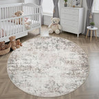 Round Area Rug for Living Room: 5 ft Washable Modern Abstract Soft Thin Rug - Image 3