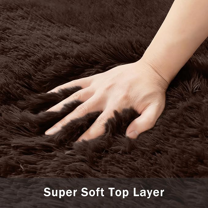 6x9 Area Rugs for Living Room:Ultra Soft Fluffy Shag Brown Rug, Large Fuzzy - Image 8
