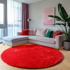 ONASAR Red Round Rugs 5ft for Bedroom Living Room, Fluffy Circle Area Rug for - Image 6