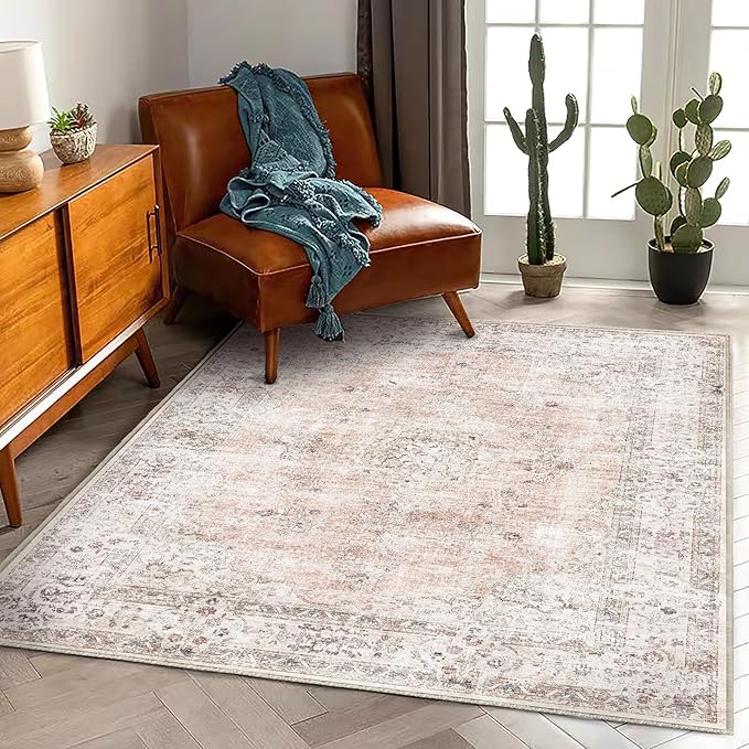 CHAMPLANT Washable Area Rug 3'x5' Vintage Traditional Floor Cover Foldable Thin by CHAMPLANT