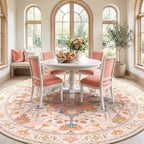RELEANY Area Rugs Round 10ft Washable Non-Slip, Floral Vintage Distress - Image 3