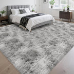 8x10 Area Rugs for Living Room Soft Fluffy Grey and White Rug for Bedroom Under - Image 2