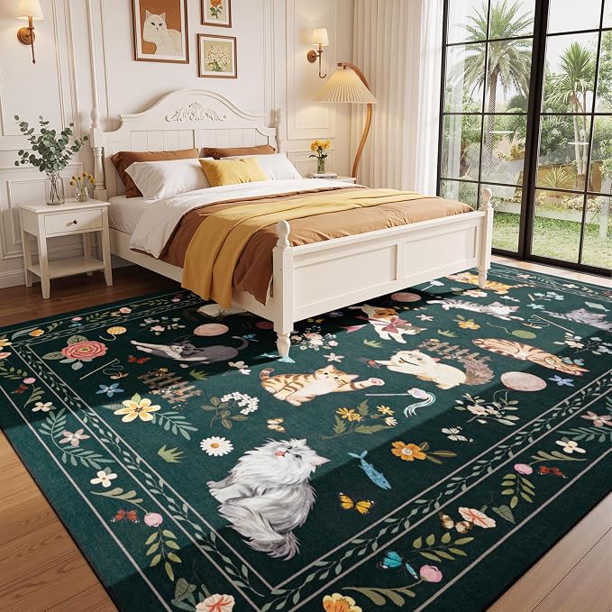 Unirea 6x9 Black Cat Area Rug for Living Room, Large Soft Washable Kids Rug - Image 3