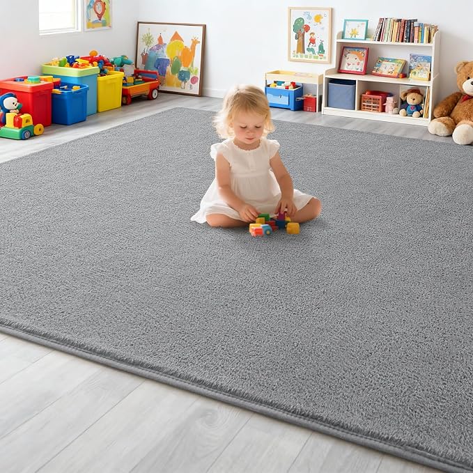 7x10 Feet Grey Area Rugs for Bedroom, Indoor Washable Memory Foam Rug for - Image 7