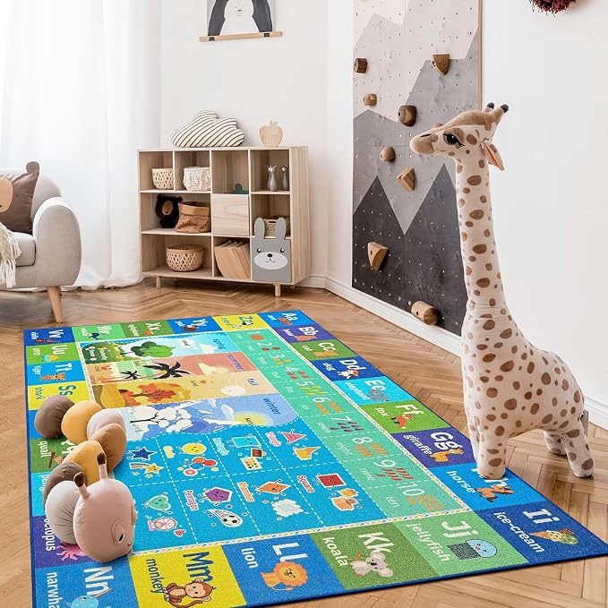 Macgace ABC Kids Rug for Playroom, 5x7 Washable Classroom Area Rugs, Toddler - Image 4