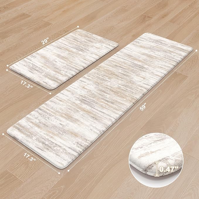 KIMODE Kitchen Mats Cushioned Anti Fatigue, Abstract Farmhouse Kitchen Rugs - Image 3