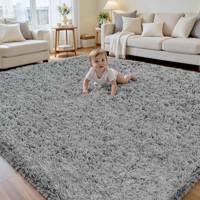 8x10 Area Rug for Living Room, Ultra Soft Fluffy Shag Rugs for Bedroom by Yidanamy