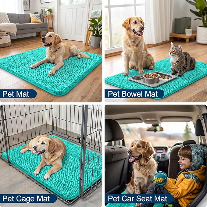 Smiry Dog Door Mat for Muddy Paws 44x32, Absorbent Dirt Trapper, Non-Slip - Image 6