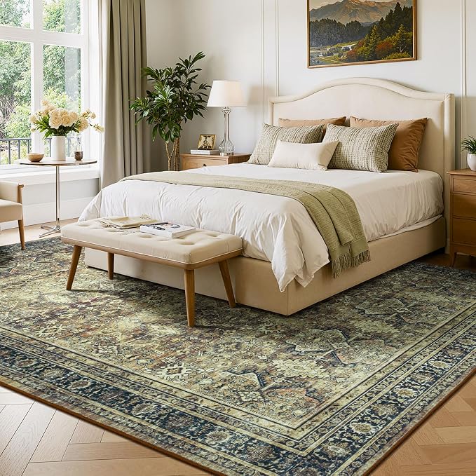 Lessymo Washable Area Rug for Living Room, 8x10 Dark Brow Large Rugs - Image 2