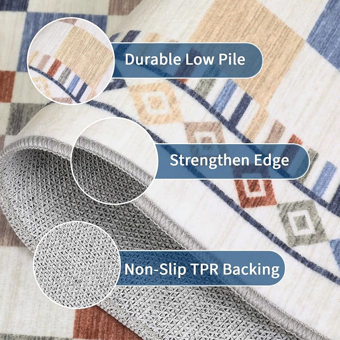 GarveeHome 2x8 Runner Rug for Kitchen Bathroom Colorful Modern Checkered Long - Image 3