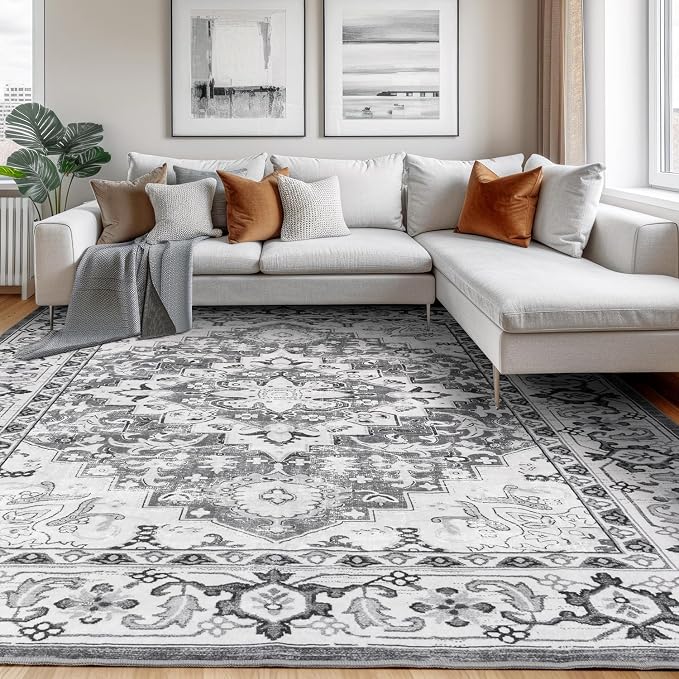 Lessymo 8 x 10 Area Rugs for Living Room- Machine Washable Area Rugs Boho Faux - Image 8