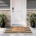 Striped Outdoor Front Door Mat 24"x51", Cotton Hand Woven Washable Black and - Image 2