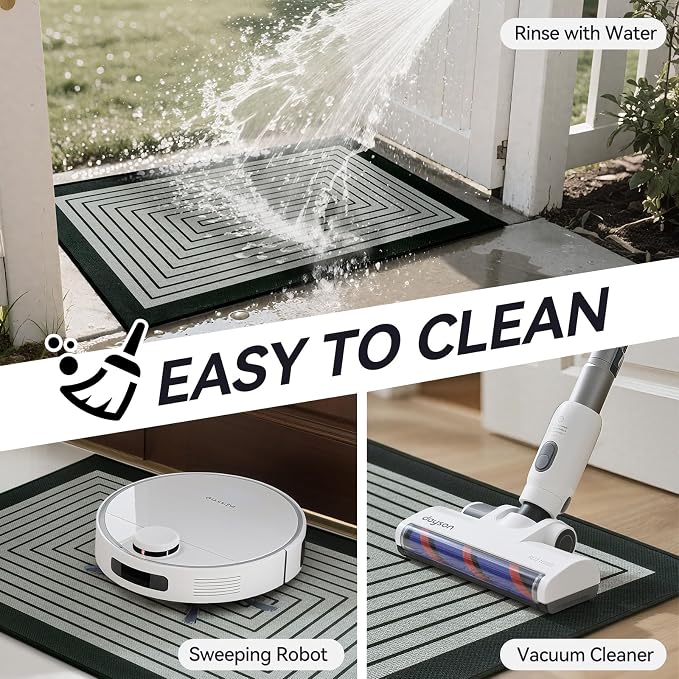 Front Door Mat 24''x35'', Absorbent Dirt Resist Washable Non Slip Low-Profile - Image 5