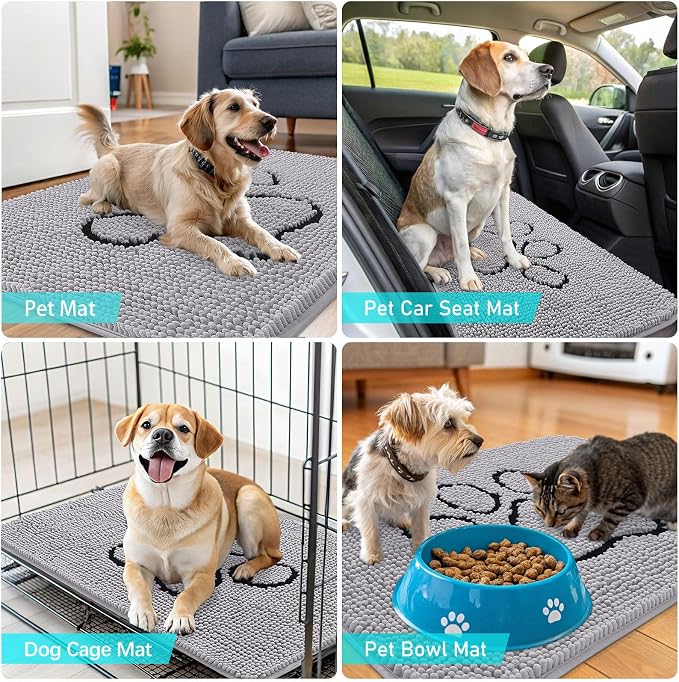 OLANLY Dog Door Mat for Muddy Paws 48x30, Paw Print Design, Absorbs Moisture - Image 7