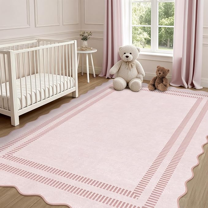 Pink Rugs for Bedroom Girls, 6x9 Washable Non Slip Area Rugs for Living Room - Image 7