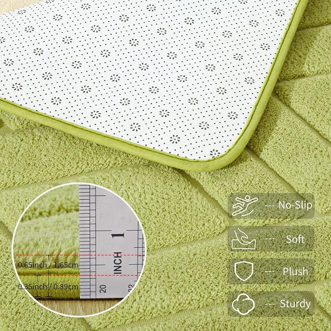 5x7 Green Washable Area Rug for Bedroom Living Room, Modern Geometric Shag - Image 4