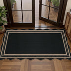 Scalloped Easy Jute Black Rug, 2x4 Front Door Washable Door Mat Non Slip Small - Image 3