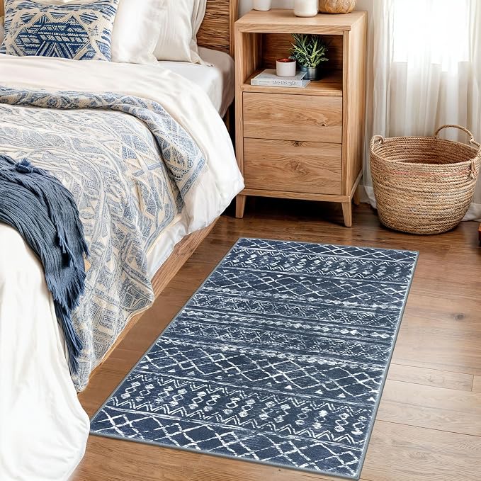 KUTA Moroccan Rugs for Entryway, 2x3 Navy Blue Entrance Small Area Rug - Image 3