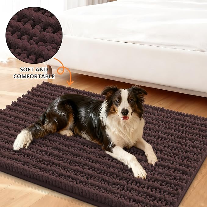 Smiry Dog Door Mat for Muddy Paws 47x20, Absorbent Dirt Trapper, Non-Slip - Image 2