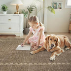 GarveeHome Scalloped Bow Rug for Living Room, Solid Brown Rug for Dorm - Image 8
