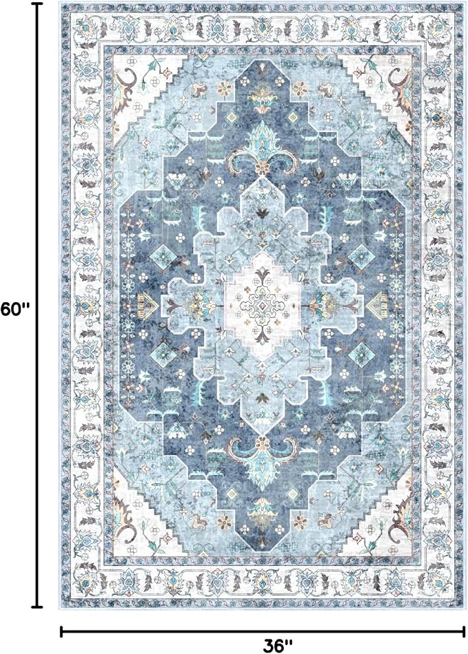 SERISSA Area Rug 3x5 Boho Blue Rugs - Image 2