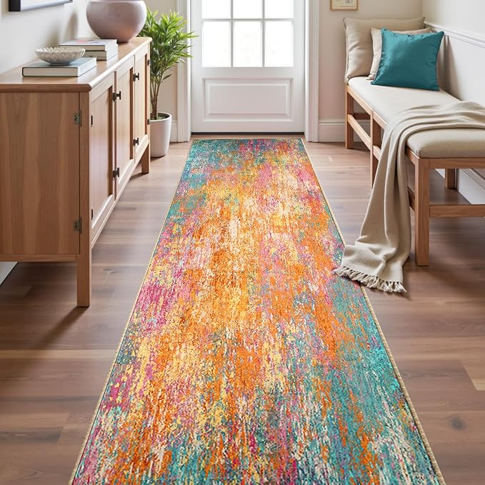 RELEANY Washable Area Rugs 2'x10' Non-Slip Modern Abstract Soft by RELEANY