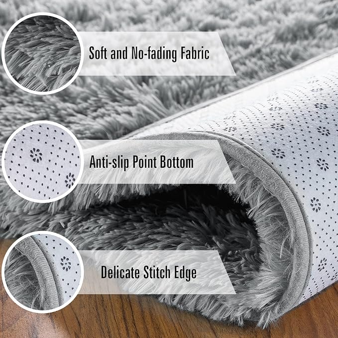 Andecor Soft Fluffy Bedroom Rugs, 8 x 10 Feet Indoor Shaggy Plush Area Rug - Image 9