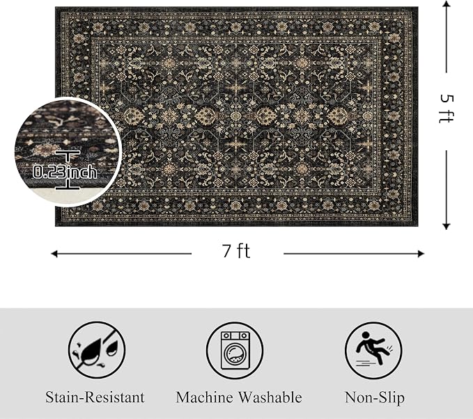Ruaruarug Washable Area Rug 5x7 - Image 2
