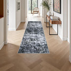 2'x6' Runner Rug Washable Rug: Modern Abstract Soft Thin Runner Rug Black - Image 4