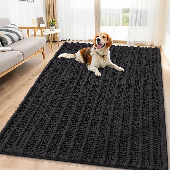 Smiry Dog Door Mat for Muddy Paws 71x46, Absorbent Dirt Trapper, Non-Slip by Smiry