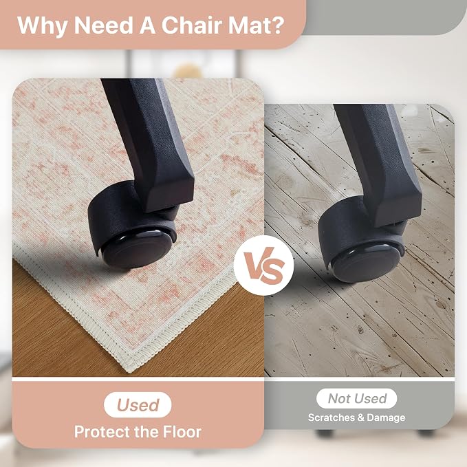 48"x60" Office Chair Mat for Hardwood Tile Floor, Under Desk Carpet Protector - Image 4